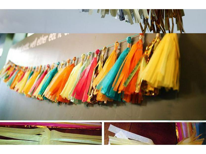 EU & US Romantic Wedding Room or Birthday Paper Tassel Curtain (35cm) DIY Festive Decoration