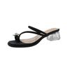 Low Block Heels Strappy Sandals for Women Platform Slipper Chunky Heel Flip-Flop Lightweight Women's Summer Square Open Toe Dress Shoes Casual Slides