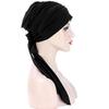 Hemp Long Tail Bow Turban Cap Women Multi-color Chemotherapy Cap