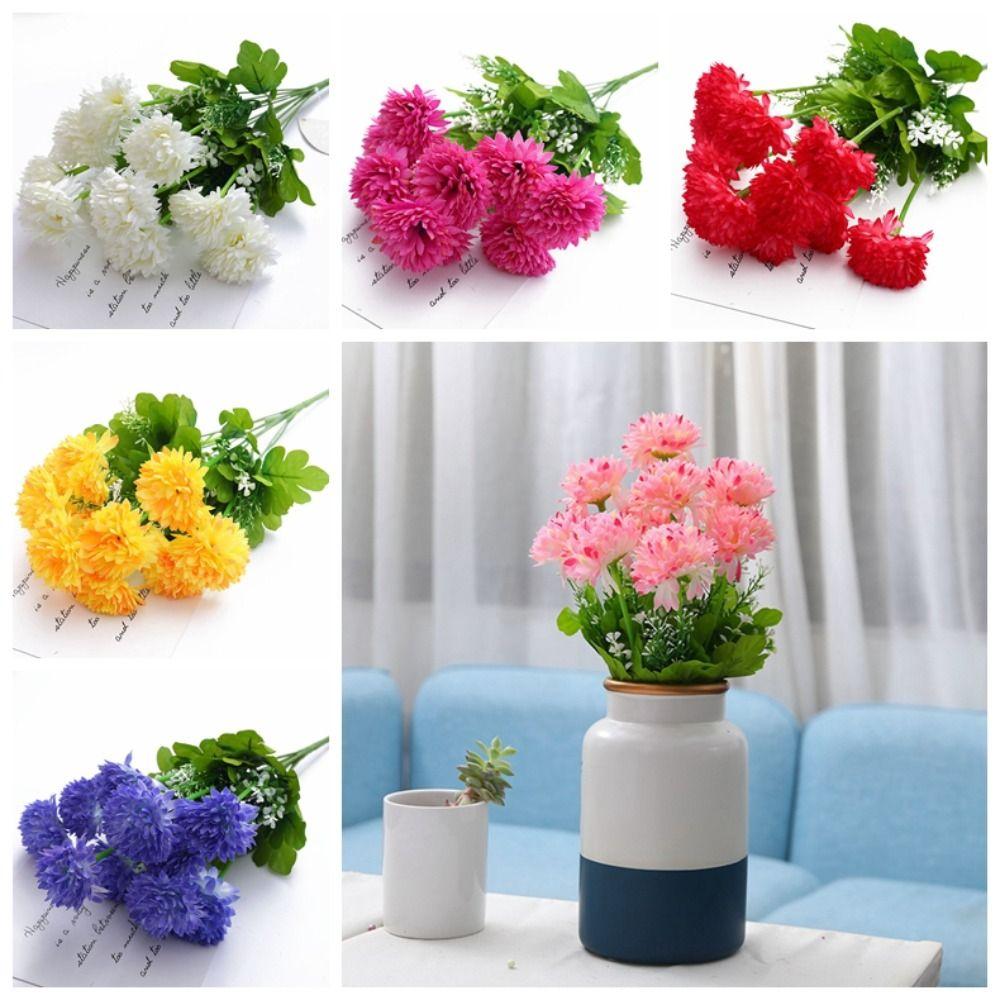 10 Heads Artificial Chrysanthemum Flowers Real Touch Artificial Bouquet Home Decoration