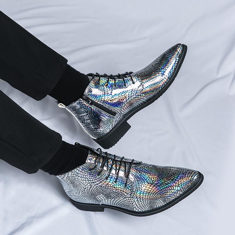 Новая мужская деловая обувь с боковой молнией, короткие уличные ботинки, повседневные кожаные мужские ботинки на шнуровке, удобные элегантные ботинки челси