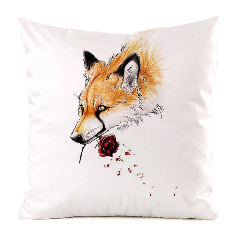 Norwegian Feng Shui Cartoon Fox Digital Printing Short Plush Pillow Covers For Car Sofa Office Cushion Cover Home Goods