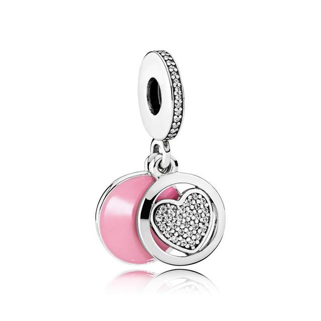 Новый модный шарм, оригинальная розовая коллекция, птица, пять лепестков, цветок, бабочка, бусины для оригинального модного женского браслета, ювелирные изделия