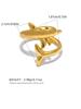 Exquisite Dolphin Design Stainless Steel Ring 18K Gold Plated Waterproof High Quality Ladies Zircon For Daily Wear Vacation Etc