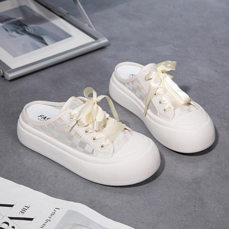 Новые полутапочки на толстой подошве, большеголовые кеды и повседневные перфорированные губчатые туфли