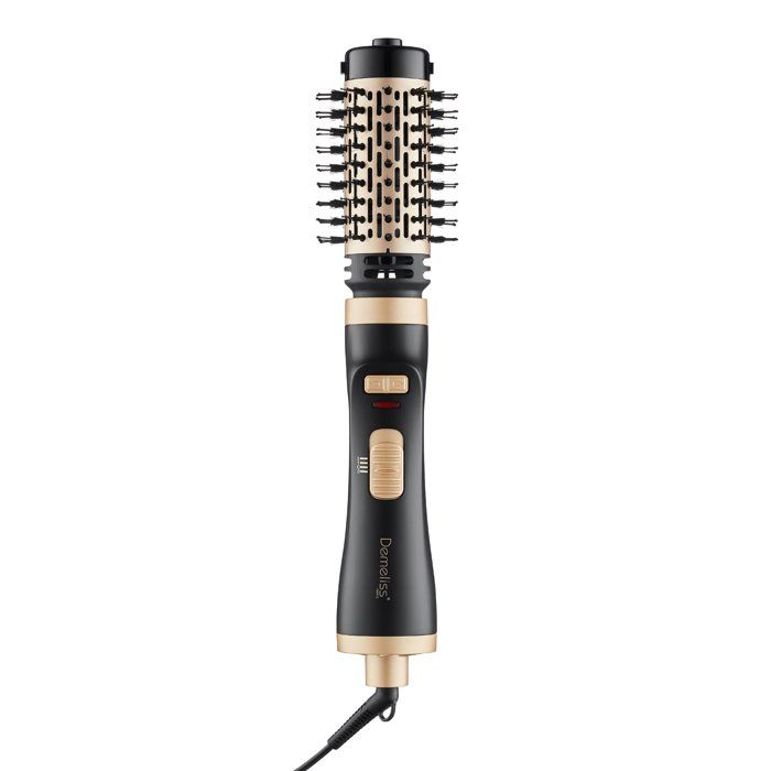 Вращающаяся щетка-фен - SAINT ALGUE - Demeliss Salon Blow Brush - 1000 Вт - 2 насадки - 3 температуры - Черный / Золотой