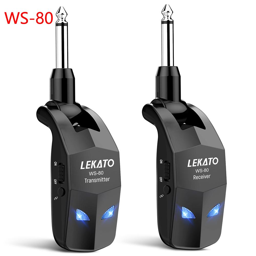 LEKATO WS-70 A8 A9 WS-10 Wireless Guitar Transmitter Receiver System Built-In Rechargeable Audio Guitar Wireless 70 Channels 40M