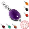 Подвеска из стерлингового серебра 925 пробы, женская бижутерия с драгоценными камнями, подарок на Хэллоуин, янтарь, аметист, черный оникс, сердолик, гранат, кварц, зеленый оникс, золотой камень