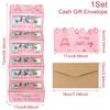 1pc Pink Happy Birthday Money Holder Card Glitter Balloons Cake Pattern Folding Money Envelope for Birthday Party Cash Supplies