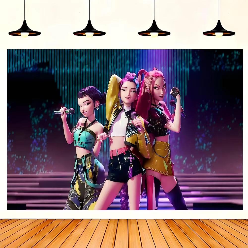 KPOP DDemon HHunters Тематический Гобелен для Спальни Гостиной Вечеринки Ткань для Фона Баннер Настенный Декор Постер