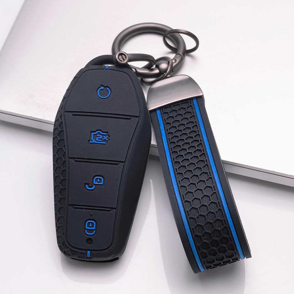 Чехол для брелока для BYD Han Dolphin Seal с брелоком, устойчивая к царапинам поверхность, ударопрочная конструкция, мягкая текстура для удобного захвата, простой в установке дизайн