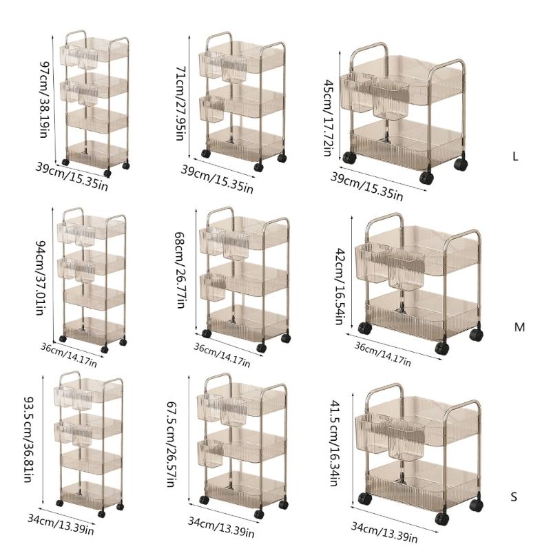 Многослойные прозрачные органайзеры для косметики на колесиках, мобильная тележка для хранения для спальни, ванной комнаты, незаменимые для макияжа