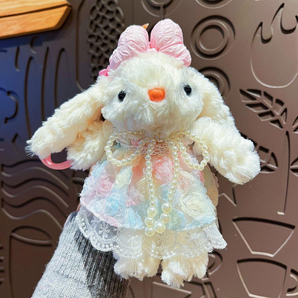 Original plush princess dress long-eared rabbit keychain cute rabbit doll couple bag pendant small gift3 pcs MOQ, mix styles
