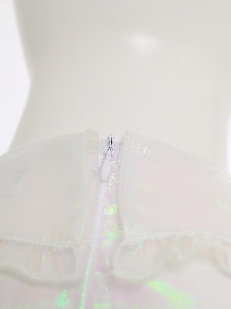 Мужское прозрачное сетчатое платье горничной, милый воротник, рукава-буфы, расклешенное А-силуэта, костюм для кроссдрессинга, клубная ночная одежда