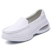 Women’s Nurse Shoes Moccasins Loafers Leather Casual Slip On Walking Shoes Thick Sole Height Increase White Shoes