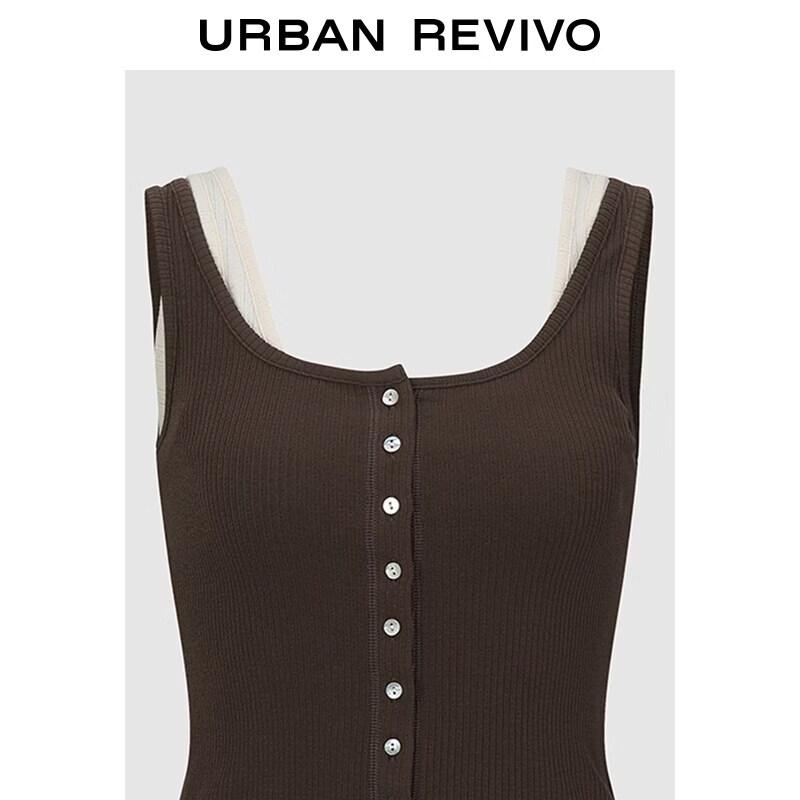 UR2026 Women's Casual Faux Two-Piece Textured Vest T-shirt