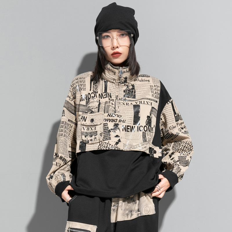 Женская рубашка больших размеров на весну, стойка воротник, повседневная, длинный рукав, винтажная мода, топы, футболки, свободная, новая