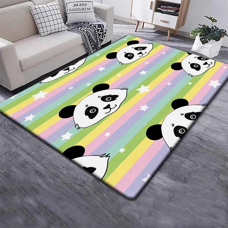 Cute Panda Carpet for Bedroom Bathroom Living Room Decor Baby's Crawling Mat Soft Cartoon Animal Area Rug Non-slip Play Mats
