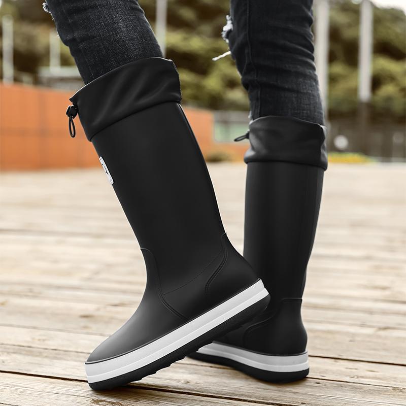 Мужские высокие резиновые сапоги осень и зима новые водонепроницаемые противоскользящие дождевые туфли для улицы, работы в саду, модные повседневные водные туфли