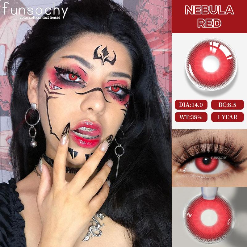 FUNSACHY Cosplay Vampire Red Contact Lenses Anime Cosplay Halloween Lenses Cosmetic Colorful Multicontacts White Black Softlens