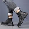 Classic Mens Sneakers Fashion Motocross Boots Lace Up Non-Slip Ankle Boots Winter Plush Snow Boots Mens High Top Outdoor Shoes