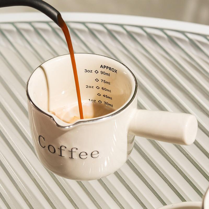 Керамический мерный стакан для концентрата на 90 мл с ручкой, контейнер для жидкости, стакан для молока