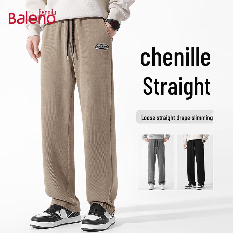 Baleno Men's American Retro Chenille Straight-Leg Trousers