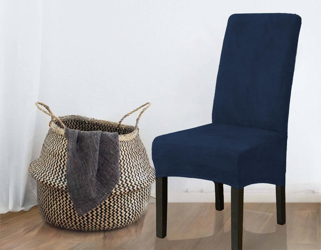 Cover Chair Thick Navy Blue Velvet Size L Large High Backrest 70Cm