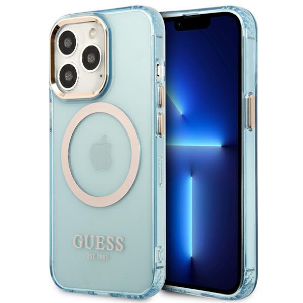 Guess Guhmp13Lhtcmb Iphone 13 Pro / 13 6,1 Niebieski/Blue Hard Case Gold Outline Translucent Magsafe