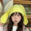 Korean Style Rabbit Ears Cap Elastic Solid Color Knitted Hat Woolen Hat Brimless Beanie Hat  Couple