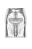  Women's Plus Size Skirt Silver Shiny Mini Woven Skirt