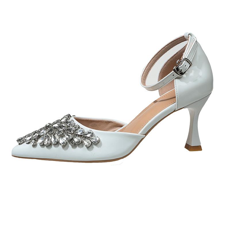 Spring/summer Women's High-heeled Shoes: Fashionable Pointed-toe, Closed-toe, Single-strap Sandals/pumps With Open Sides.