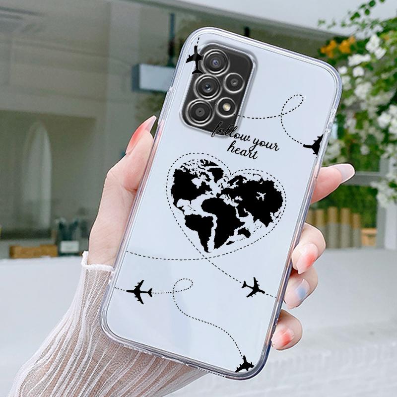 Мультяшная карта мира Чехол Для Samsung A15 A13 A35 A55 A51 A71 A41 A31 A21S A03S A05 A17 A23 A25 A33 A53 A73 5G A07 4G Чехол