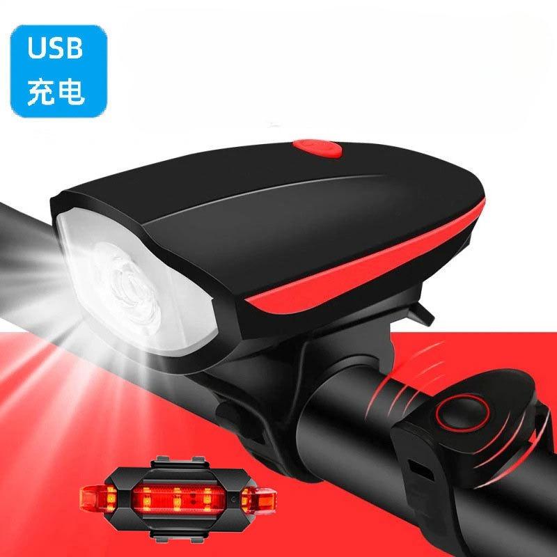 1 шт. Велосипедные фонари Звуковые сигналы Фары USB-зарядка Горный велосипед Водонепроницаемые фонари Аксессуары для ночной езды на велосипеде Оборудование