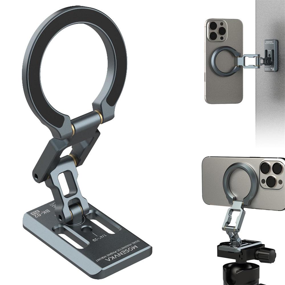 Dual Magnetic Phone Holder Desk Magnet Tripod Phone Mount 1/4'' ARCA-Swiss Gym Mount for for iPhone Android Car/Airplane Stand2
