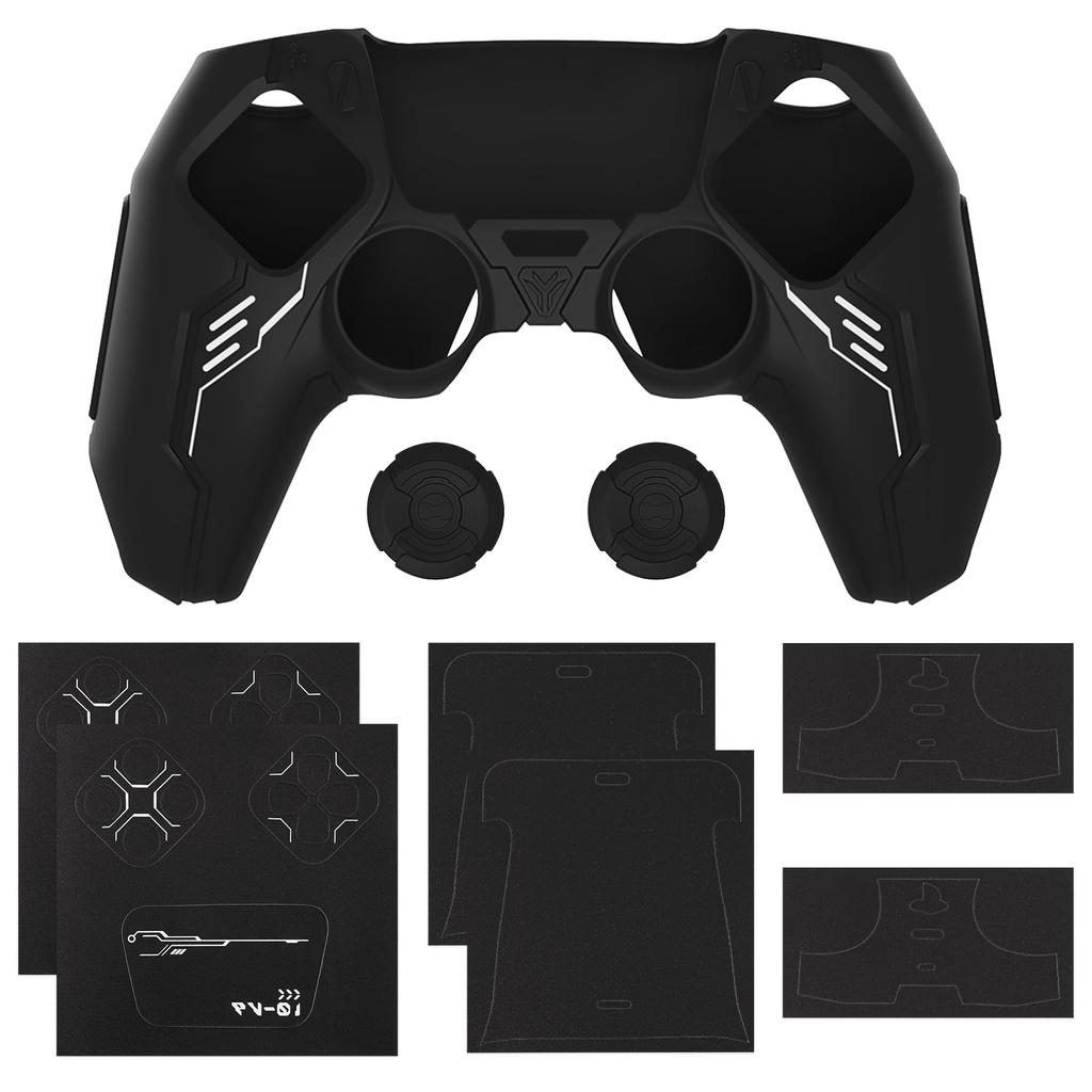 Силиконовый чехол для PlayVital Mecha Edition PS5 улучшенный, совместимый с зарядным колпачком и наклейкой, в комплекте контроллер, ударопрочный, нескользящий