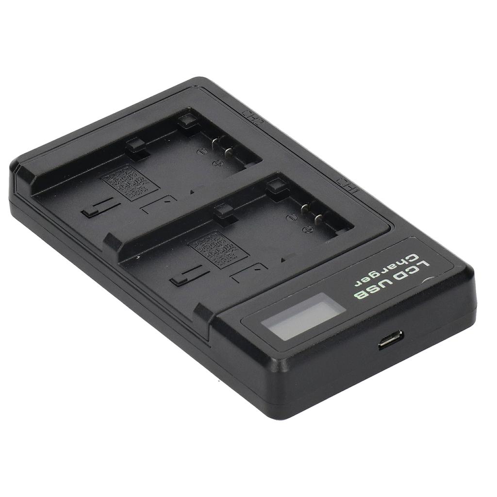 Plastic Battery Charger with LCD Display Camera Battery Double Charging for NP‑FV100