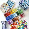 450pcs DIY Handmade Colored Crystal Glass Mosaic Tiles Square Craft Ceramic Tile Decorative Props for Creative Art Painting Handmade Jewelry Crafts