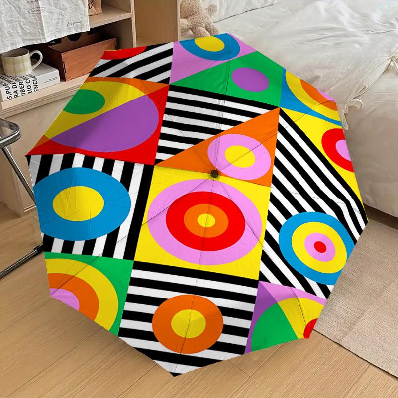 1pc circle square Automatic Open/Close Umbrella with Windproof, 8-Rib Sturdy Canopy, Durable Ribs, Fashionable Design1241A
