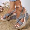 Модные женские босоножки на танкетке с высокими каблуками летняя обувь для женщин босоножки на платформе туфли на танкетке женские летние сандалии Mujer