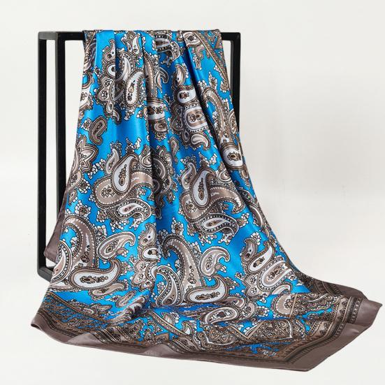 Women Head Wrap Vintage Retro Square Shape Contrast Color Foldable Head Protection Soft Fabric Paisley Print Summer Scarf Female Headwear