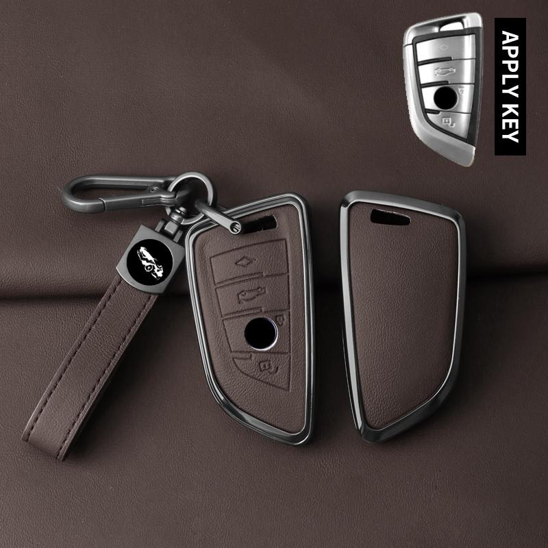 Zinc Alloy Leather Car Key Case For Bmw X1 X3 X5 X6 X7 1 3 5 6 7 Series G20 G30 G11 F15 F16 G01 G02 F48 Protective Accessories