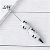 Decorative Pens with Beads Halloween Rhinestone Beadable Pen, DIY Sparkly Cat Pumpkin Ghost Plastic Beaded Smooth Writing Glitter Black Ink Ballpoint