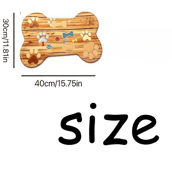 Non‑Slip Quick‑Dry Pet Feeding Mat, Fishbone Paw Print Bowl Pad for Small‑Medium Dogs, Washable Polyester Food Water Mat