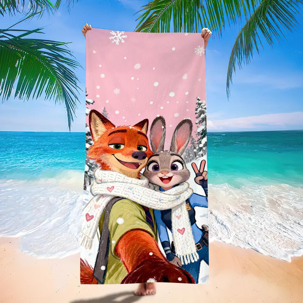 Zootopia Beach Towel Microfiber Bath Towel Kids Cartoon Week Judy Nick Quick Dry Towel