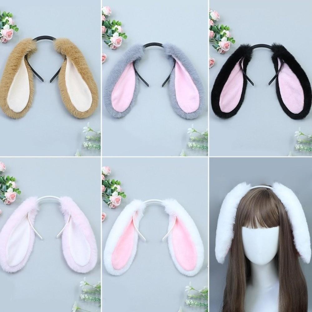 Soft Bunny Ears Headband Lop-eared Plush Headwear Elegant Easter Rabbit Hair Hoop Events