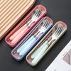 4pcs Stainless Steel Tableware Set Portable Fork Spoon Chopsticks Cutlery with Storage Box Dinnerware Sets Kitchen Accessories