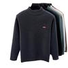 Men's Fleece-Lined Knit Sweater with Half-High Collar and Integrated Fleece Inner Warm Top 