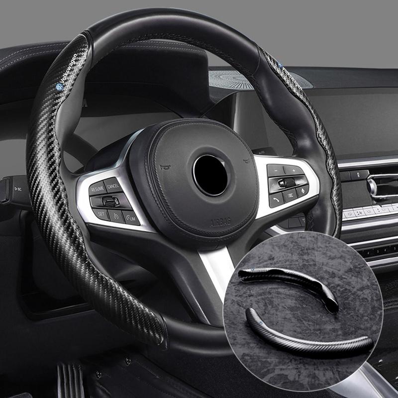 1pc Steering Wheel Cover Breathable Carbon Fiber Anti Slip Steering Covers For Volkswagen VW Jetta GTI Rline Golf Amarok Phaeton zr5