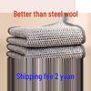 Двусторонняя мочалка из стальной шерсти - Антипригарная, Легко моющаяся, Высоко износостойкая для бытовой чистки и мытья посуды.